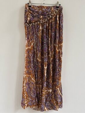 L'Academie Paisley Maxi Skirt in Purple and Brown